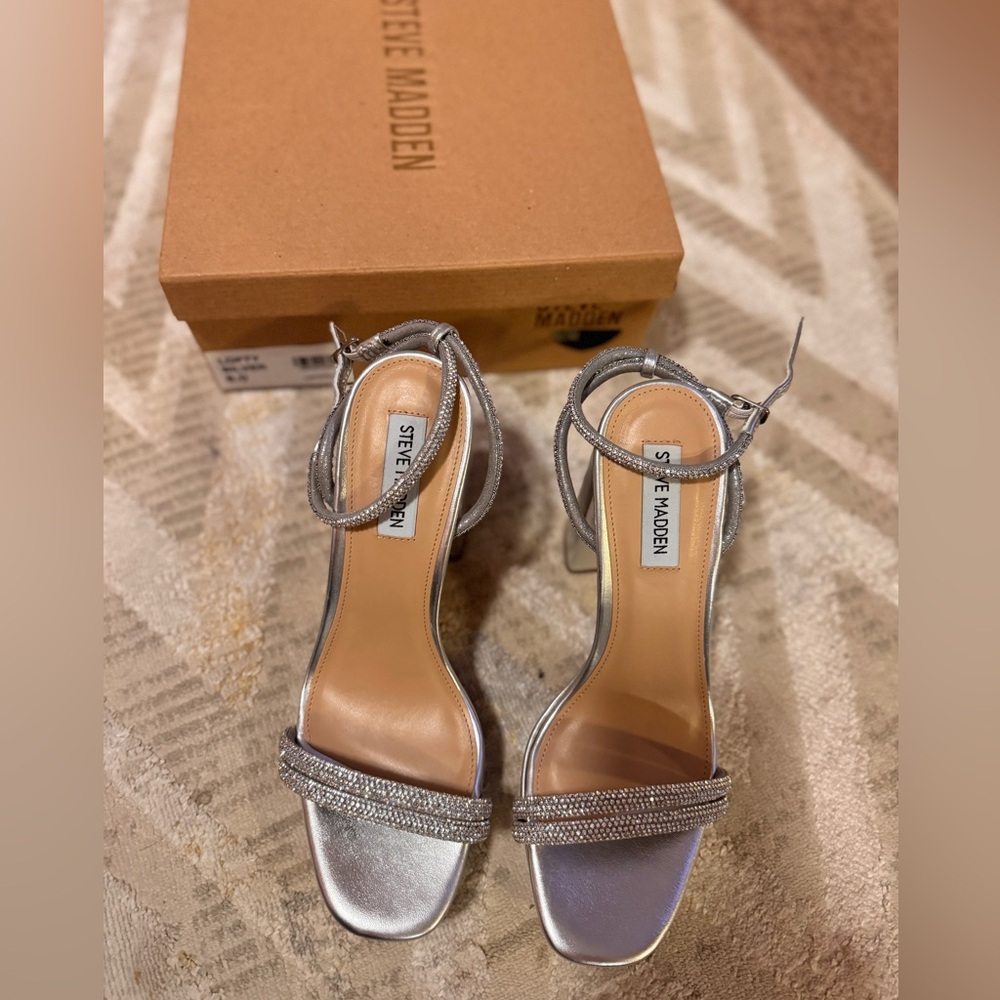 Steve Madden Silver Strappy Heels